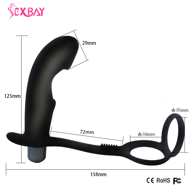 Silicone Anal Vibrator Butt Plug with Cock Ring 10 Speeds