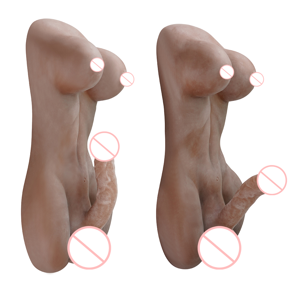 Sexbay 5.6KG 33cm Realistic Penis Half Body Sex Toy Big Breast Female Lady Torso Silicone Masturbator Sex Dolls for Women