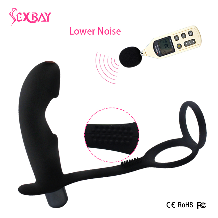 Silicone Anal Vibrator Butt Plug with Cock Ring 10 Speeds
