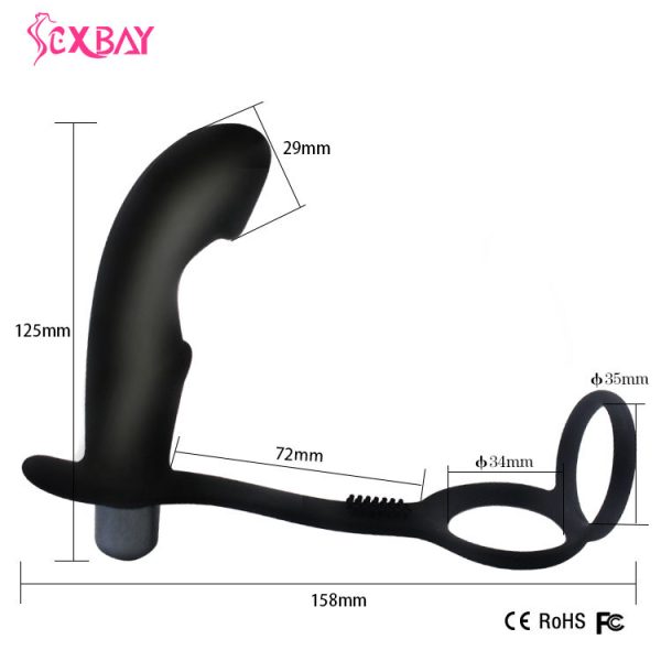 Silicone Anal Vibrator Butt Plug with Cock Ring 10 Speeds - Image 6